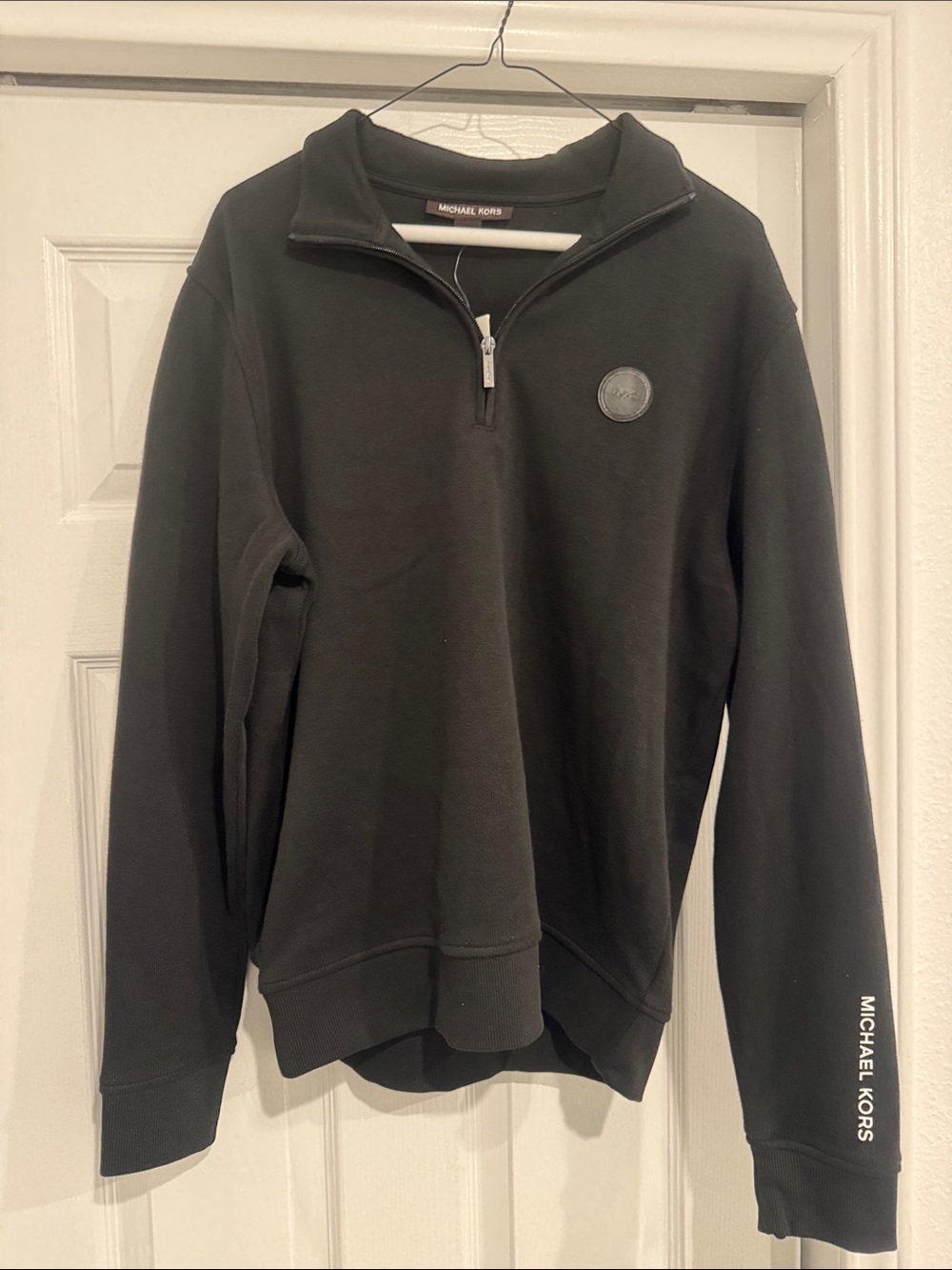 Michael Kors Men’s Dark Black Half-Zip Sweatshirt
